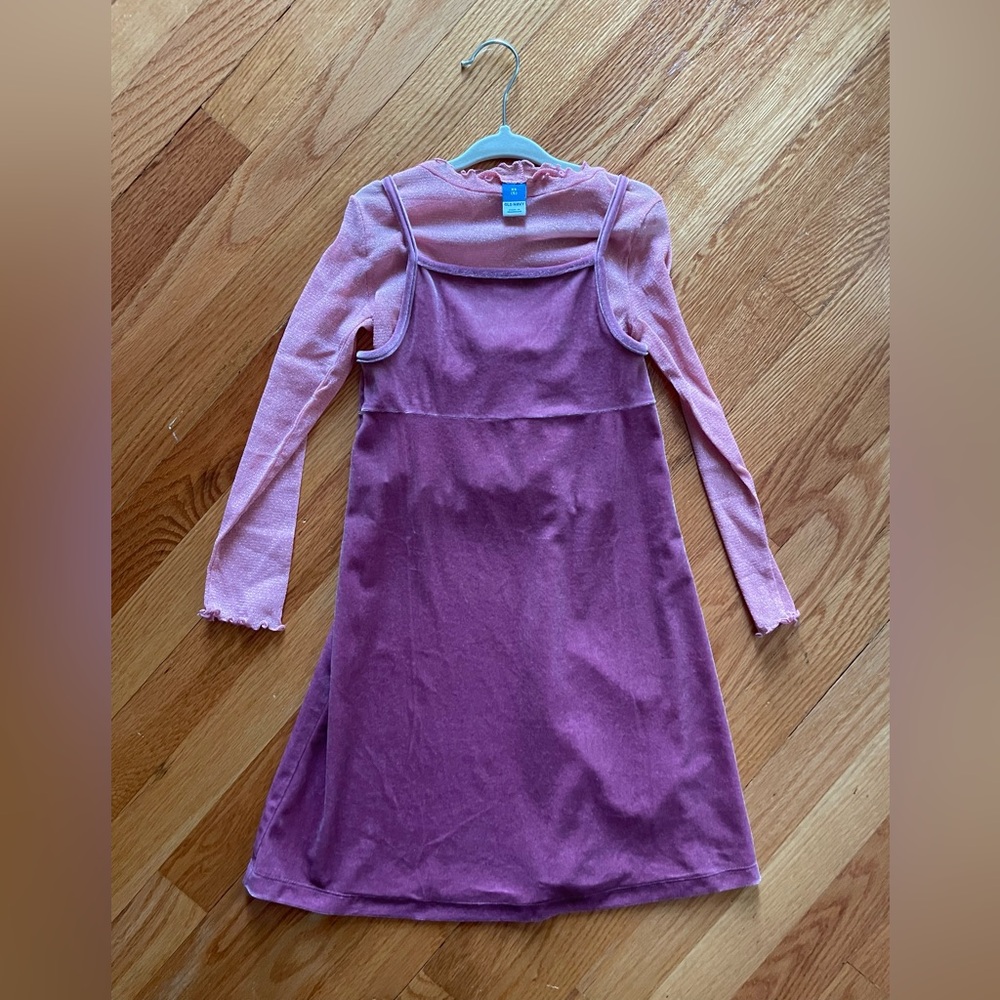 Old Navy Pink and Purple Bishop Sleeve Sundress